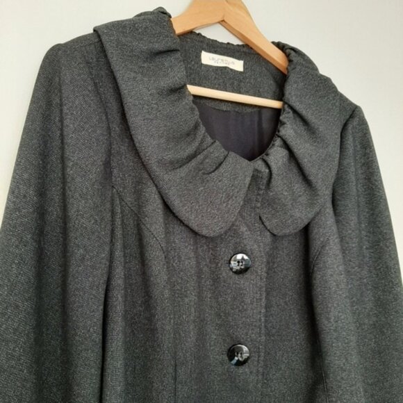 LAURA Gathered Collar Button Front Stretch Blazer Jacket Navy Blue Sz 16 Petite - Picture 5 of 9